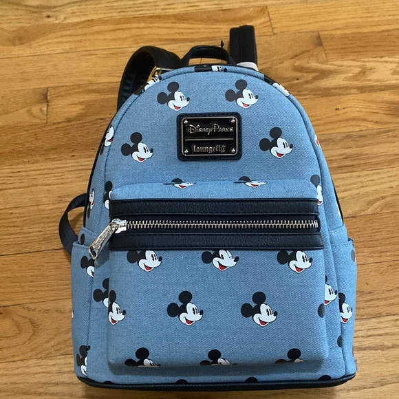 Loungefly mini denim Mickey backpack. - Picture 1 of 4